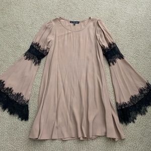 For Love and Lemons Beige and Black Lace Dress